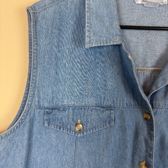 Carolina Blues Vintage Light Blue 100% Cotton Denim Full Button Up Vest; Size 20 - Picture 4 of 12